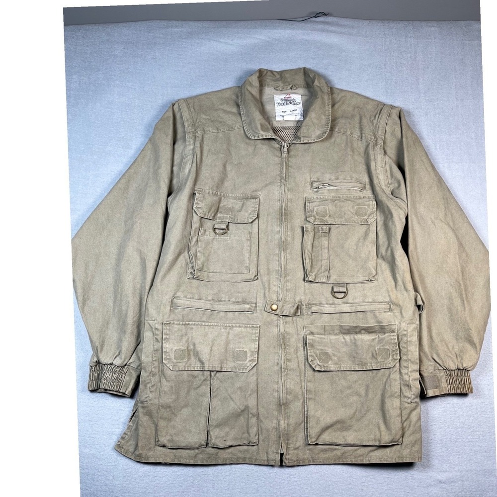 VTG Rothco Outback Trailblazer Chore Field Jacket L Stone Washed‎ Canvas Safari